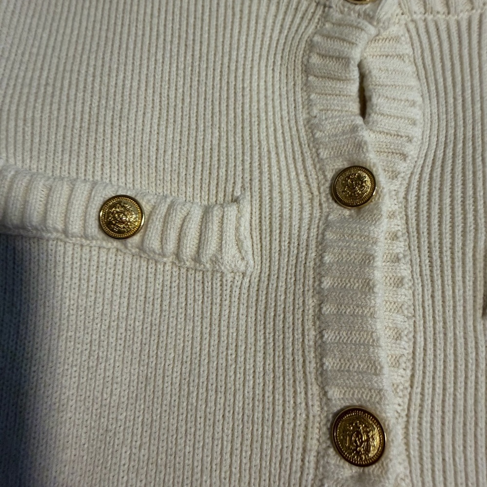 H&M Cream Ribbed Knit Button-Front Mini Dress - Picture 5 of 12